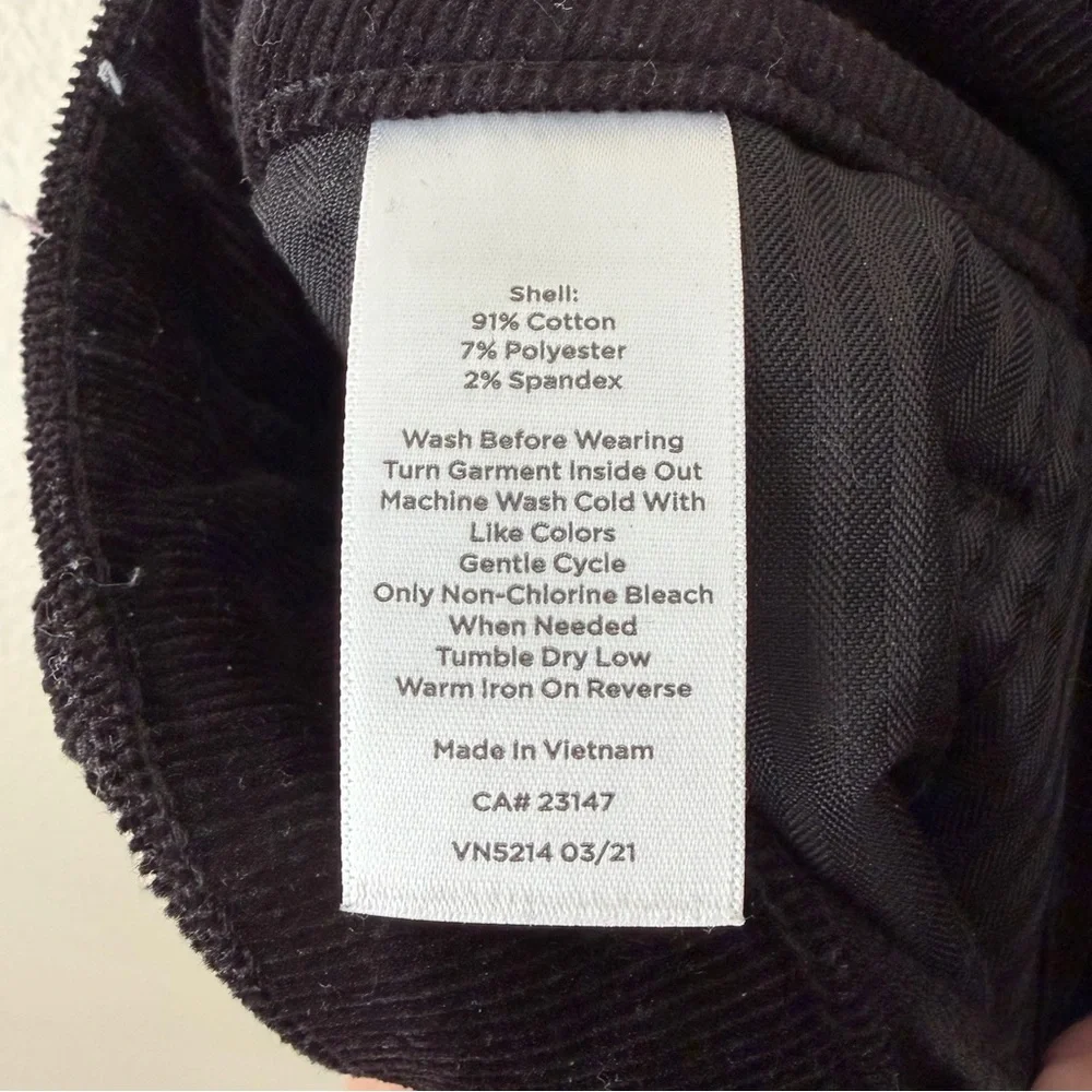 Talbots | Corduroy Jegging Pants Ribbed Mid Rise Skinny Fit Black 2P Petite - Picture 6 of 6